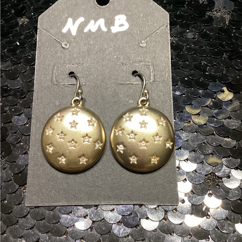 Gold Star Disk Earrings